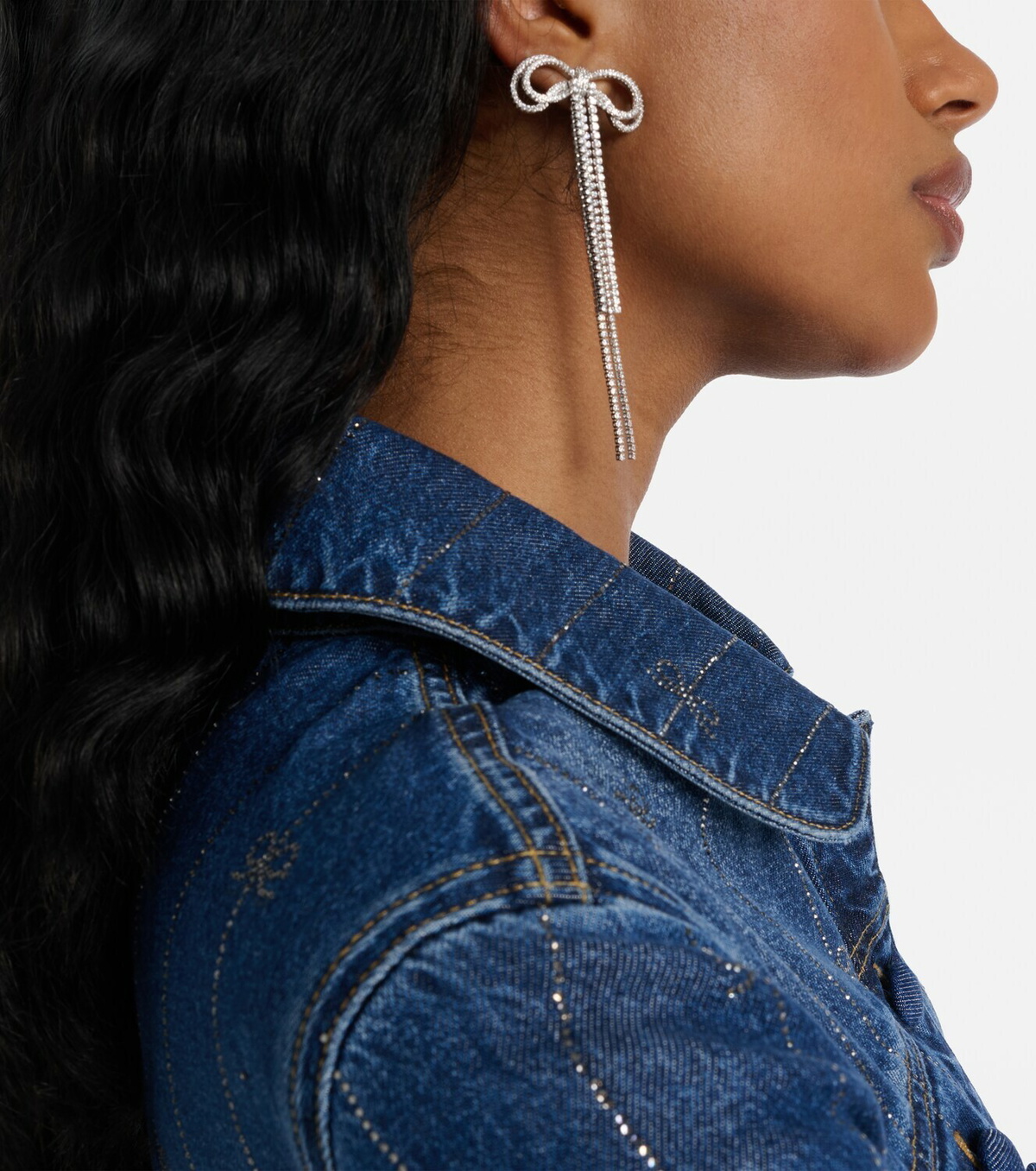 Self-Portrait Bow crystal-embellished earrings