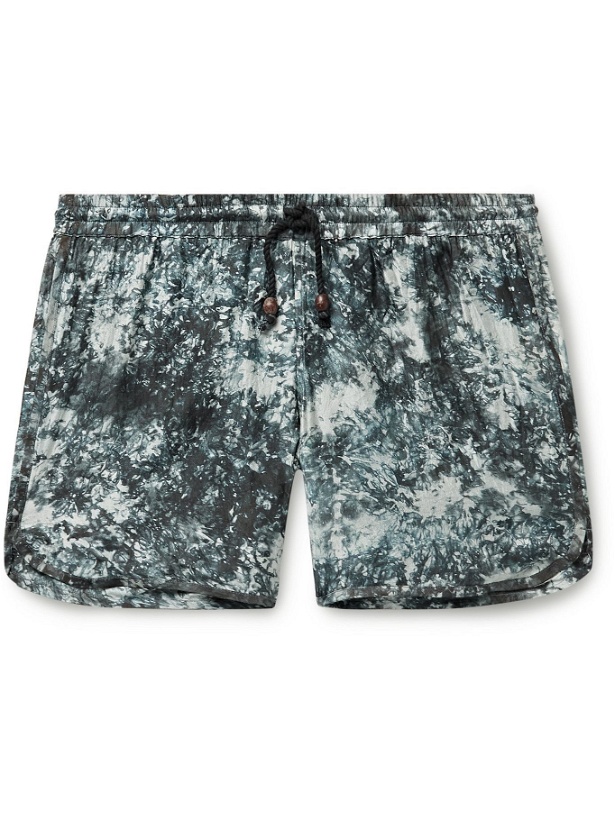 Photo: SMR Days - Herring Cove Slim-Fit Tie-Dyed Silk-Crepe Shorts - Blue