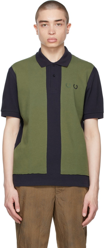 Photo: Comme des Garçons Homme Deux Navy & Khaki Fred Perry Edition Colorblocked Polo