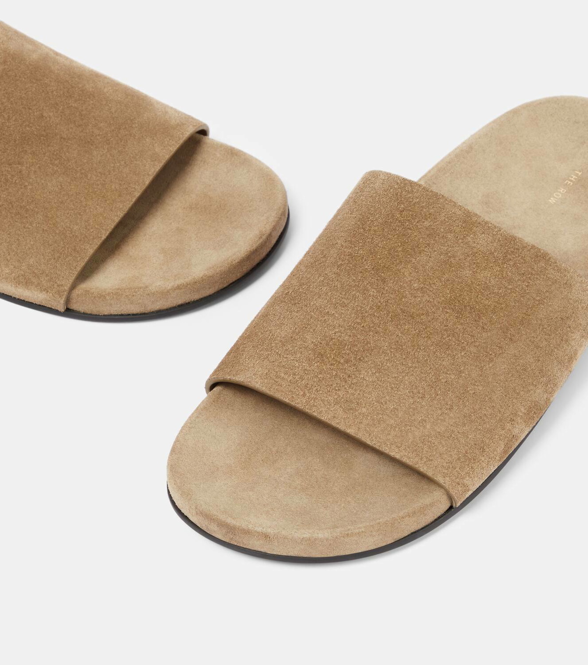 サンダル・ミュール THE ROW HUGH SUEDE LEATHER SLIDES Hugh Slide Brown in Suede – The Row