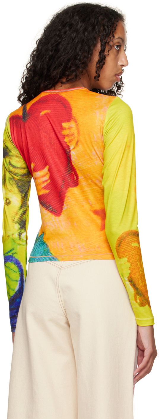 Chopova Lowena Multicolor Fire Heart Long Sleeve T-Shirt Chopova