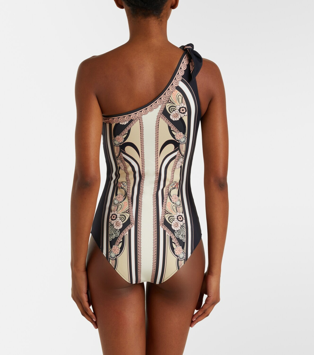 La DoubleJ Goddess printed one-shoulder swimsuit