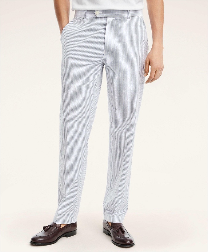 Photo: Brooks Brothers Men's Milano Slim-Fit Cotton Seersucker Stripe Pants | Blue