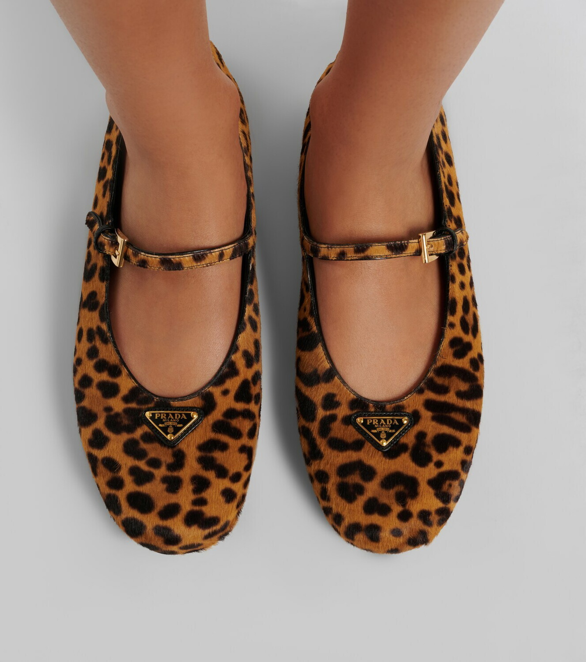 Prada Leopard-print calf hair Mary Jane flats