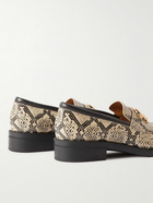 GUCCI - Logo-Embellished Croc-Effect Leather Loafers - Neutrals