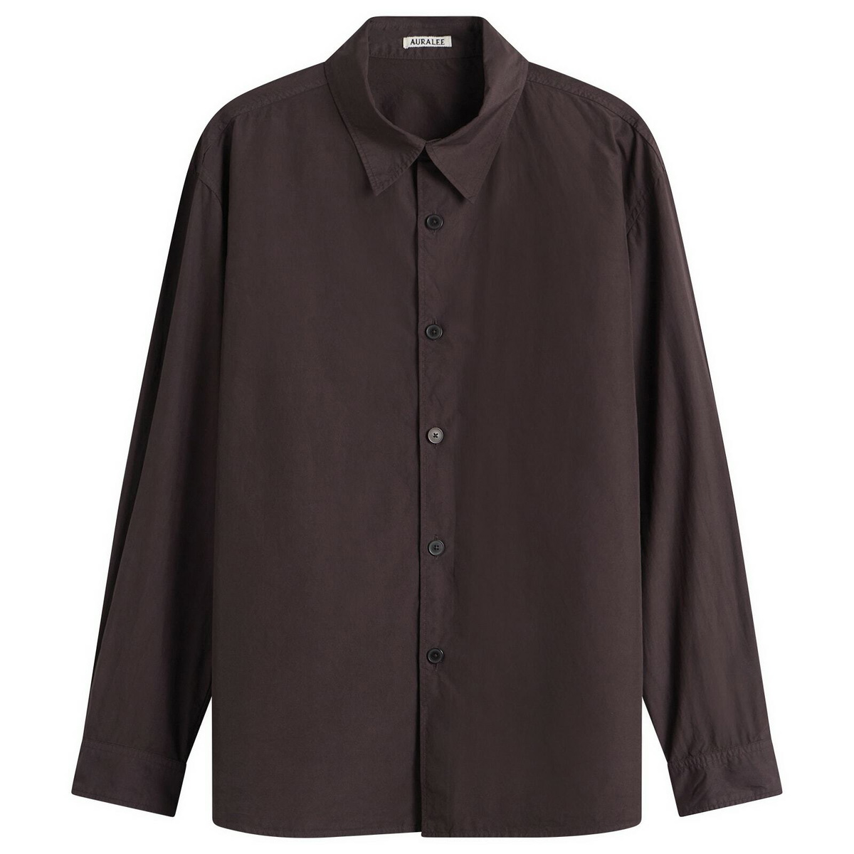 Auralee Men's Garment-Dyed Shuttle Weather Shirt in Dark Brown