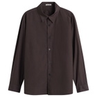 Auralee Men's Garment-Dyed Shuttle Weather Shirt in Dark Brown
