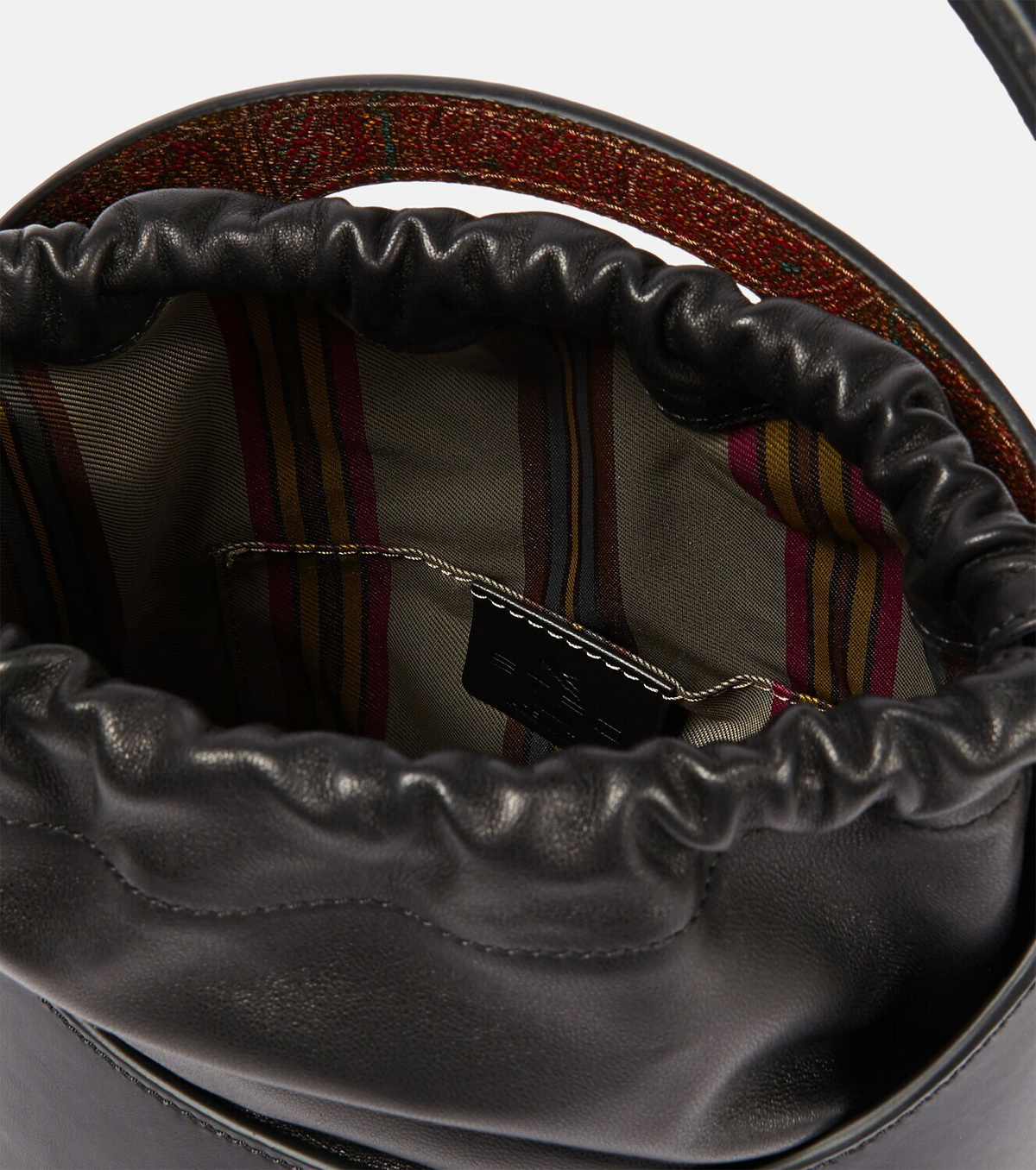 【ETRO】ブラック ショルダーバッグ「Saturno Medium」バケット Leather Saturno bag | Women | Black | ETRO