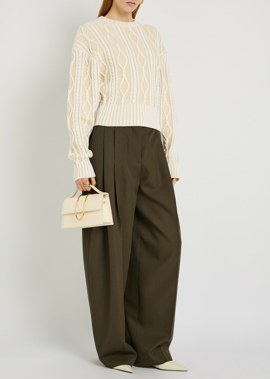Jacquemus La Maille Amelo Cable-knit Cotton Jumper Ivory