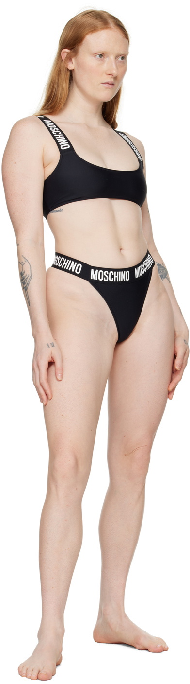 Moschino Black Bonded Bikini Bottom