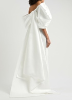 Solace London Raye Draped Satin and Crepe Gown Cream