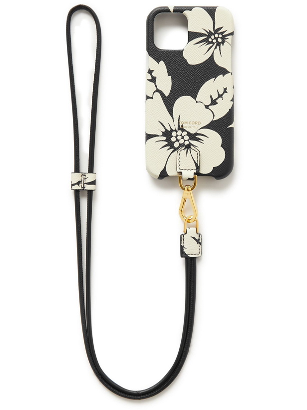 Photo: TOM FORD - Floral-Print Full-Grain Leather iPhone 11 Pro Case with Lanyard