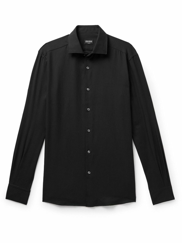 Photo: Zegna - Cotton and Cashmere-Blend Twill Shirt - Black