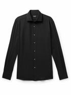 Zegna - Cotton and Cashmere-Blend Twill Shirt - Black