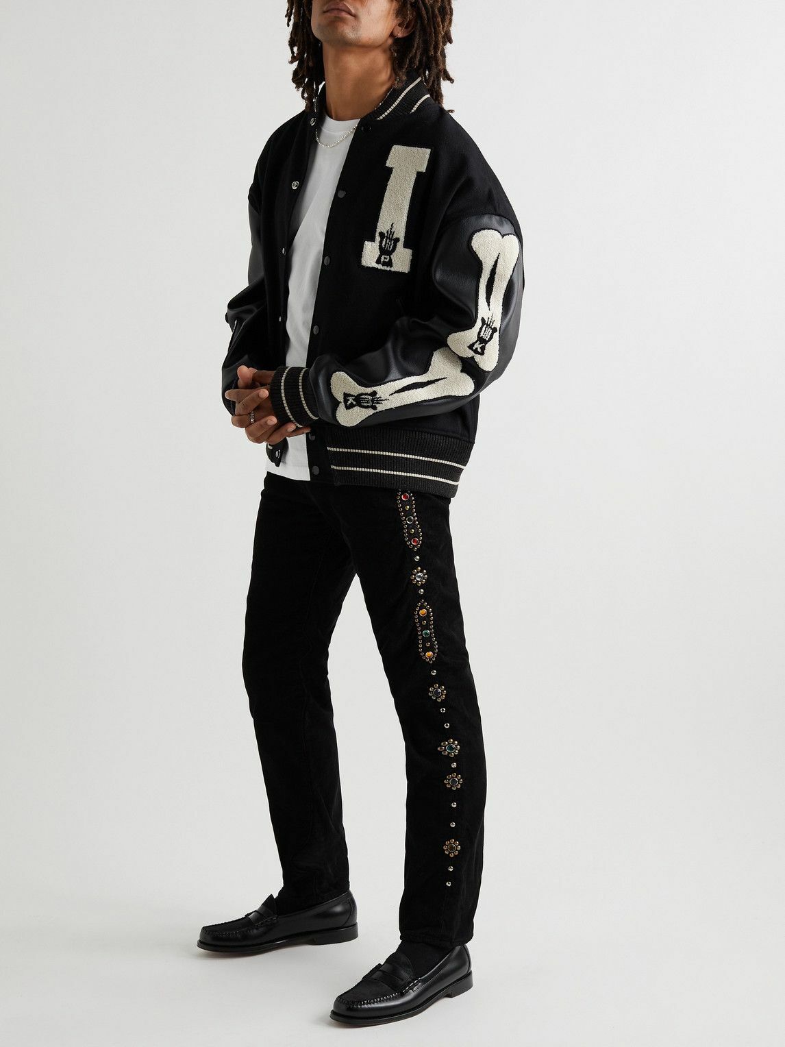 kapital studs corduroy pants キャピタル　スタッズ KAPITAL - Straight-Leg Embellished Cotton-Blend Corduroy Trousers