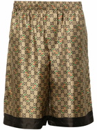 Gucci Gold GG Horsebit-Print Shorts