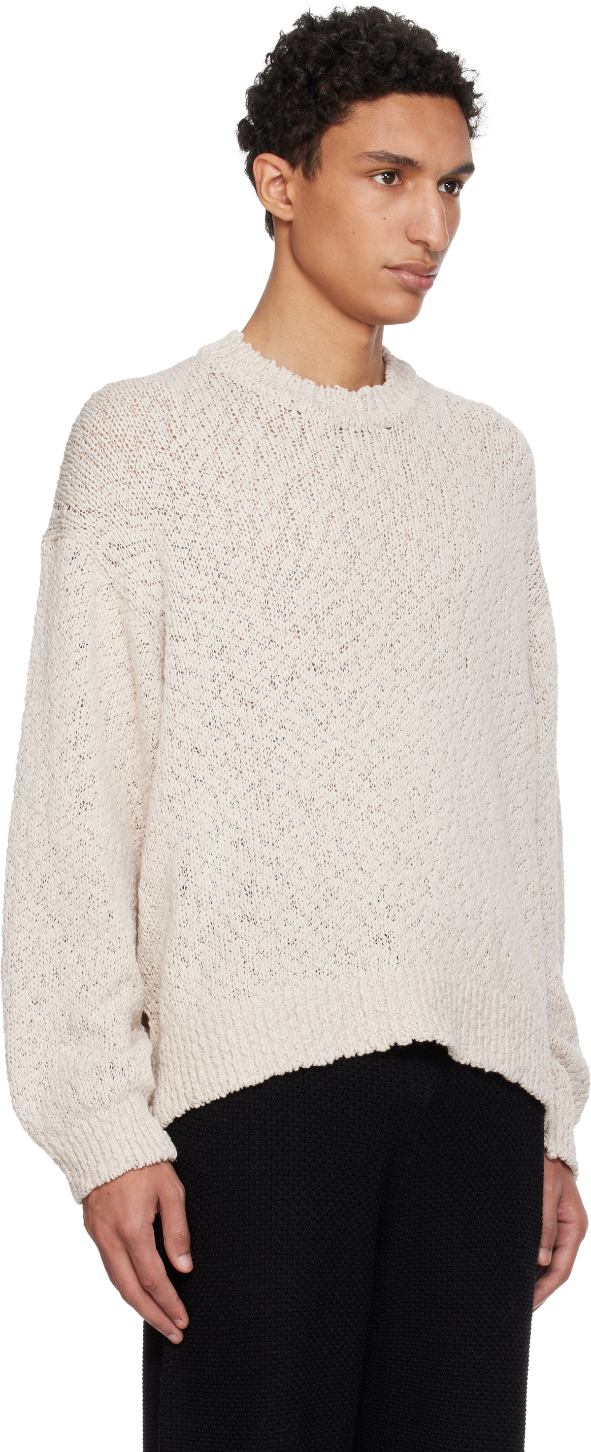 HOMME PLISSÉ ISSEY MIYAKE Beige Risotto Knit Sweater