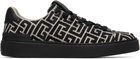 Balmain Black & Beige Monogram Jacquard B-Court Sneakers