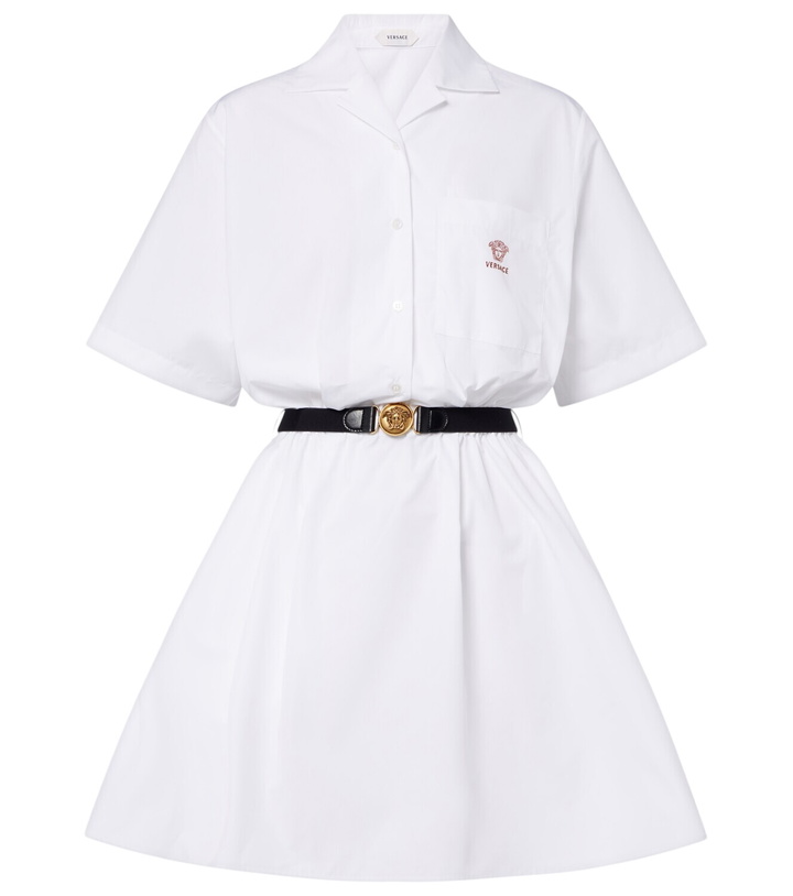 Photo: Versace Belted cotton poplin minidress