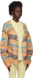 PERVERZE SSENSE Exclusive Orange Intarsia Cardigan