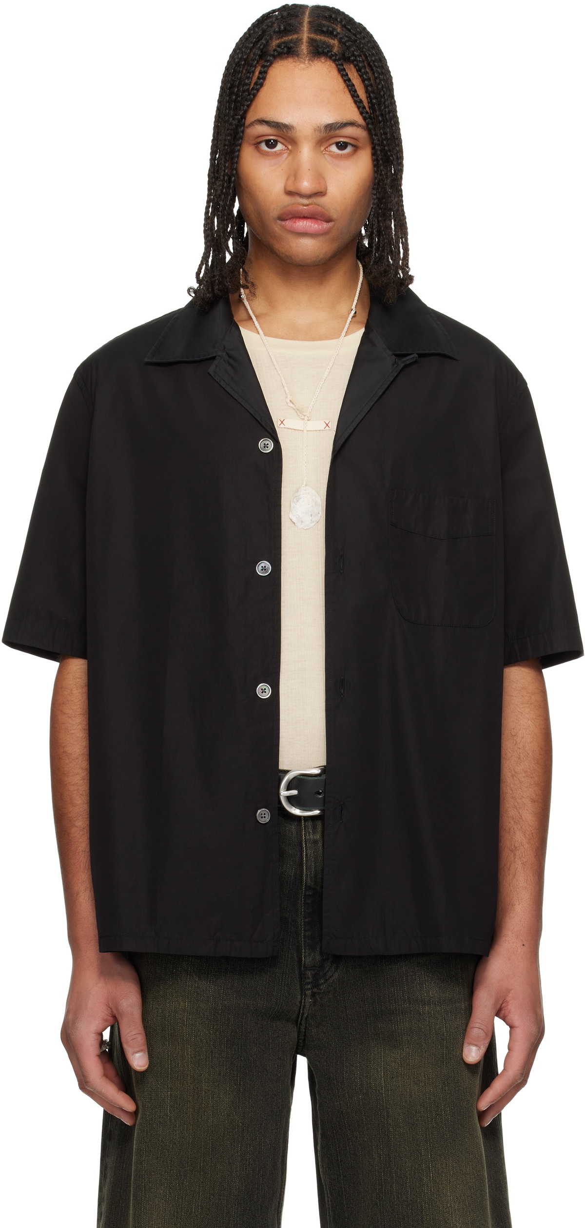 OUR LEGACY Black Heusen Short Sleeve Shirt Our Legacy