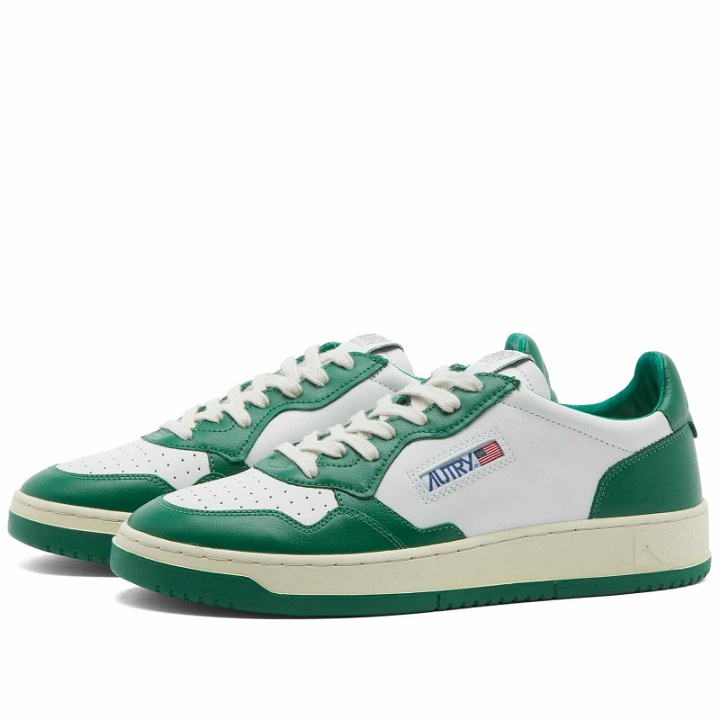 Photo: Autry Men's 01 Low Contrast Sneakers in White/Green