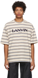 Lanvin Beige Striped Embroidered Logo T-Shirt