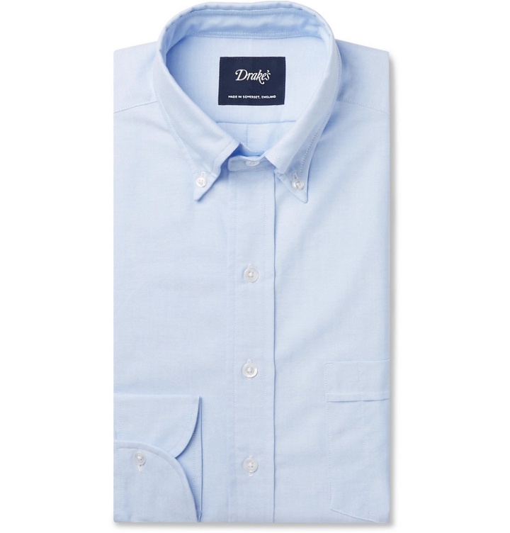 Photo: Drake's - Light-Blue Button-Down Collar Cotton Oxford Shirt - Blue