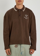 Bode Geneva Logo-embroidered Waffle Polo Shirt Dark Brown