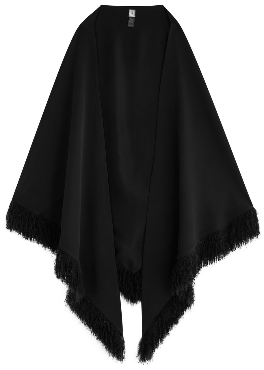 Toteme Fringed Crepe de Chine Scarf - Black - One Size Toteme