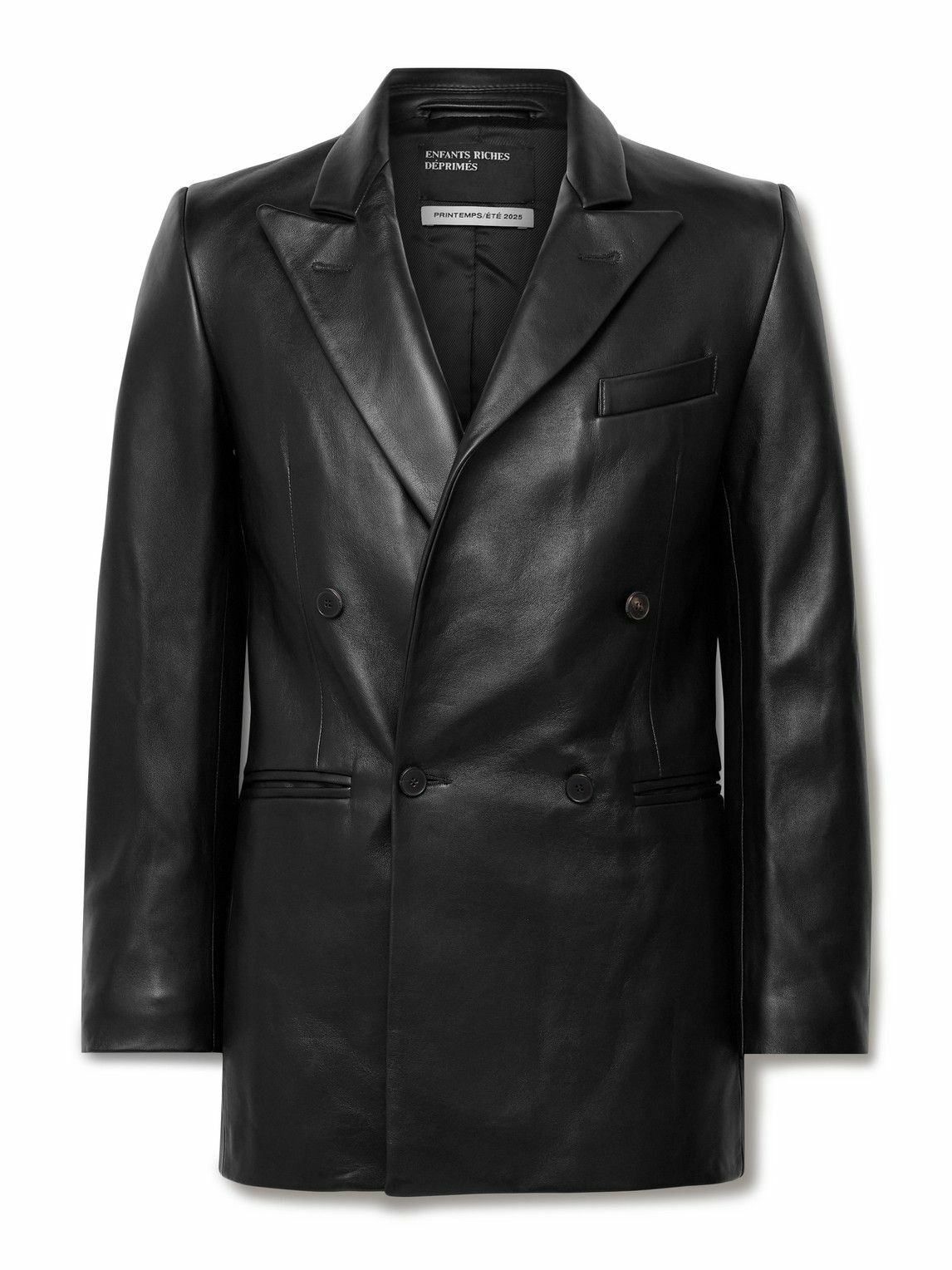 Enfants Riches Déprimés - Florence Double-Breasted Leather Jacket - Black