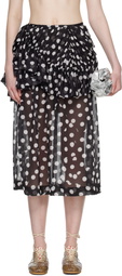 Dries Van Noten Black Layered Polka Dot Midi Skirt