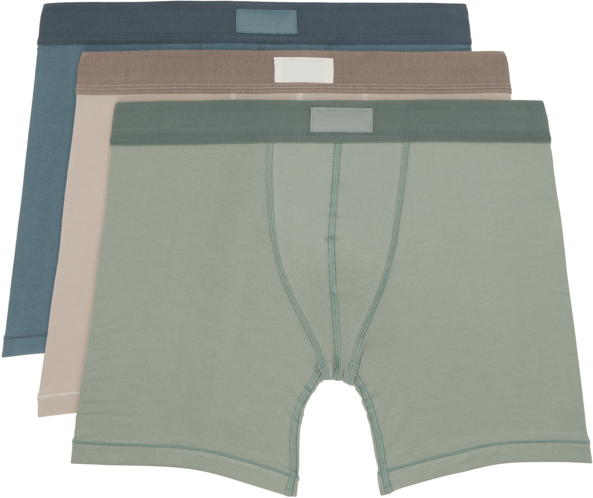 SKIMS Three-Pack Blue SKIMS Cotton 5 Boxer Briefs