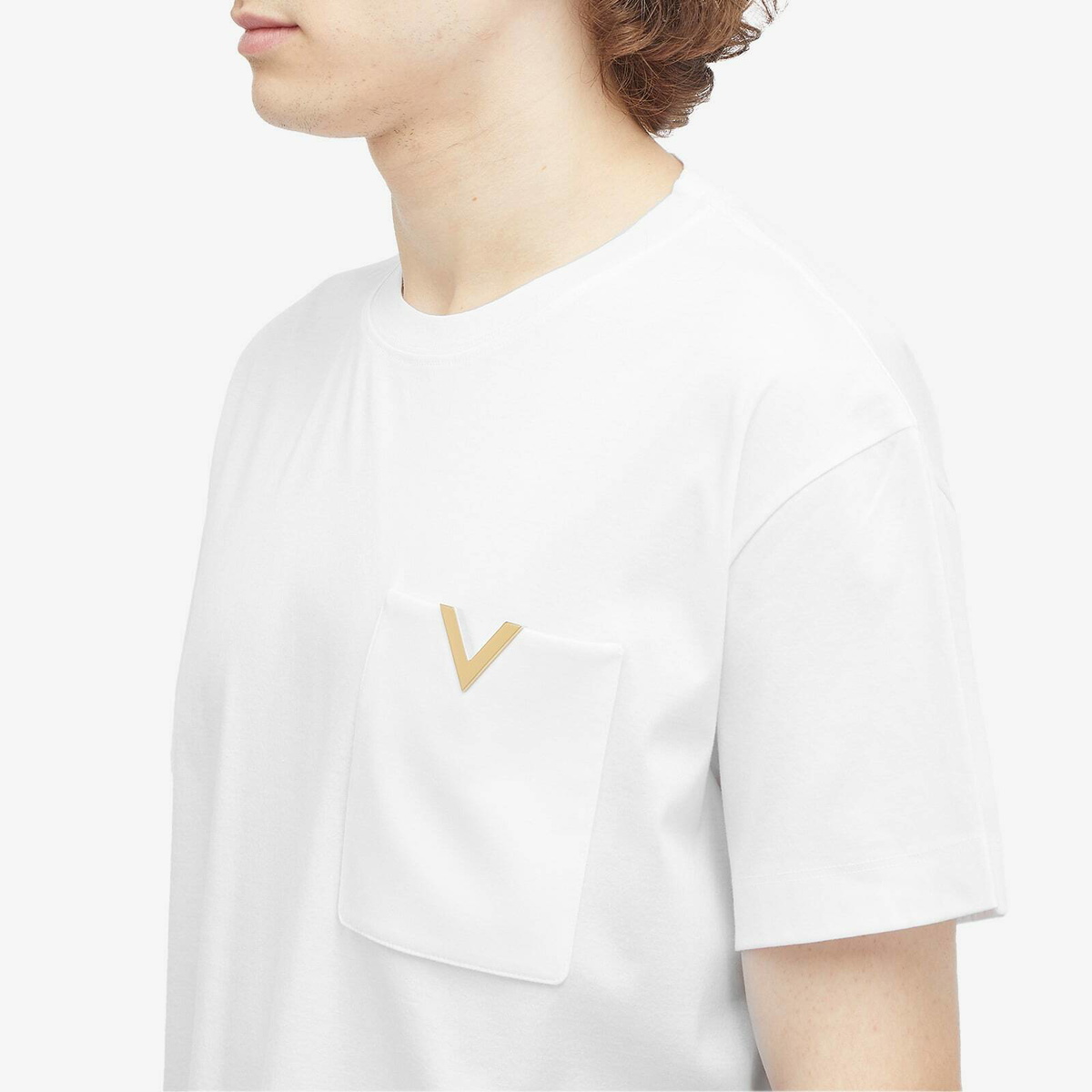 Valentino Men's V Pocket Logo Shirt in White Valentino