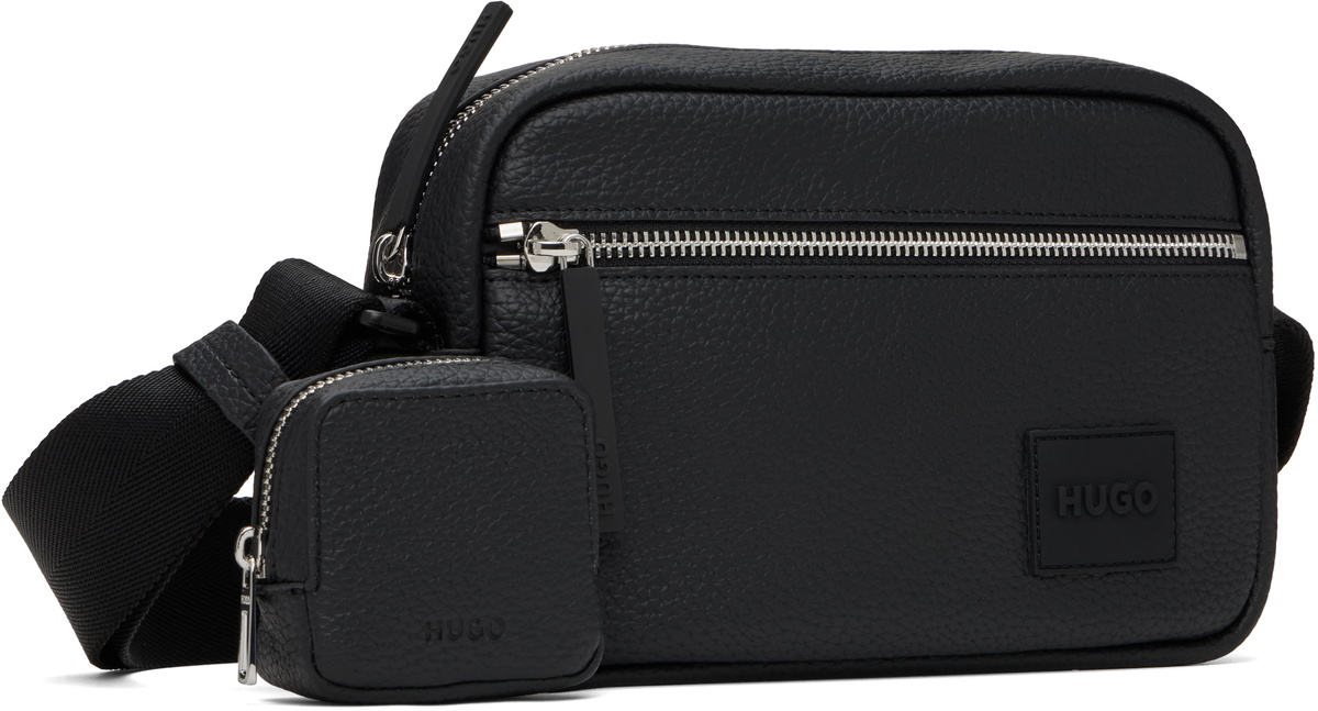 Hugo Black Faux-Leather Crossbody Bag
