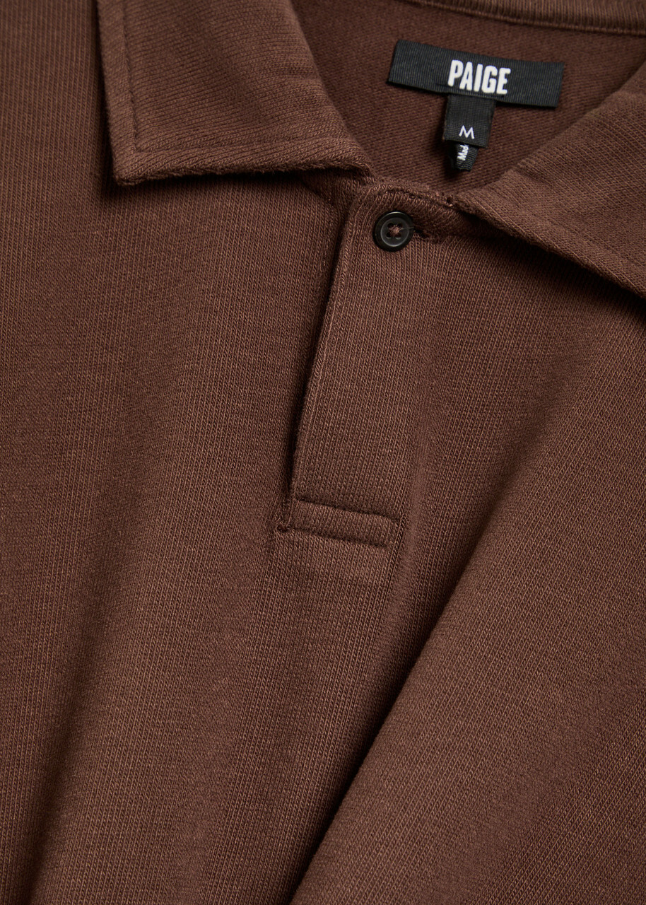 Paige Hammond Brushed Jersey Polo Shirt Dark Brown