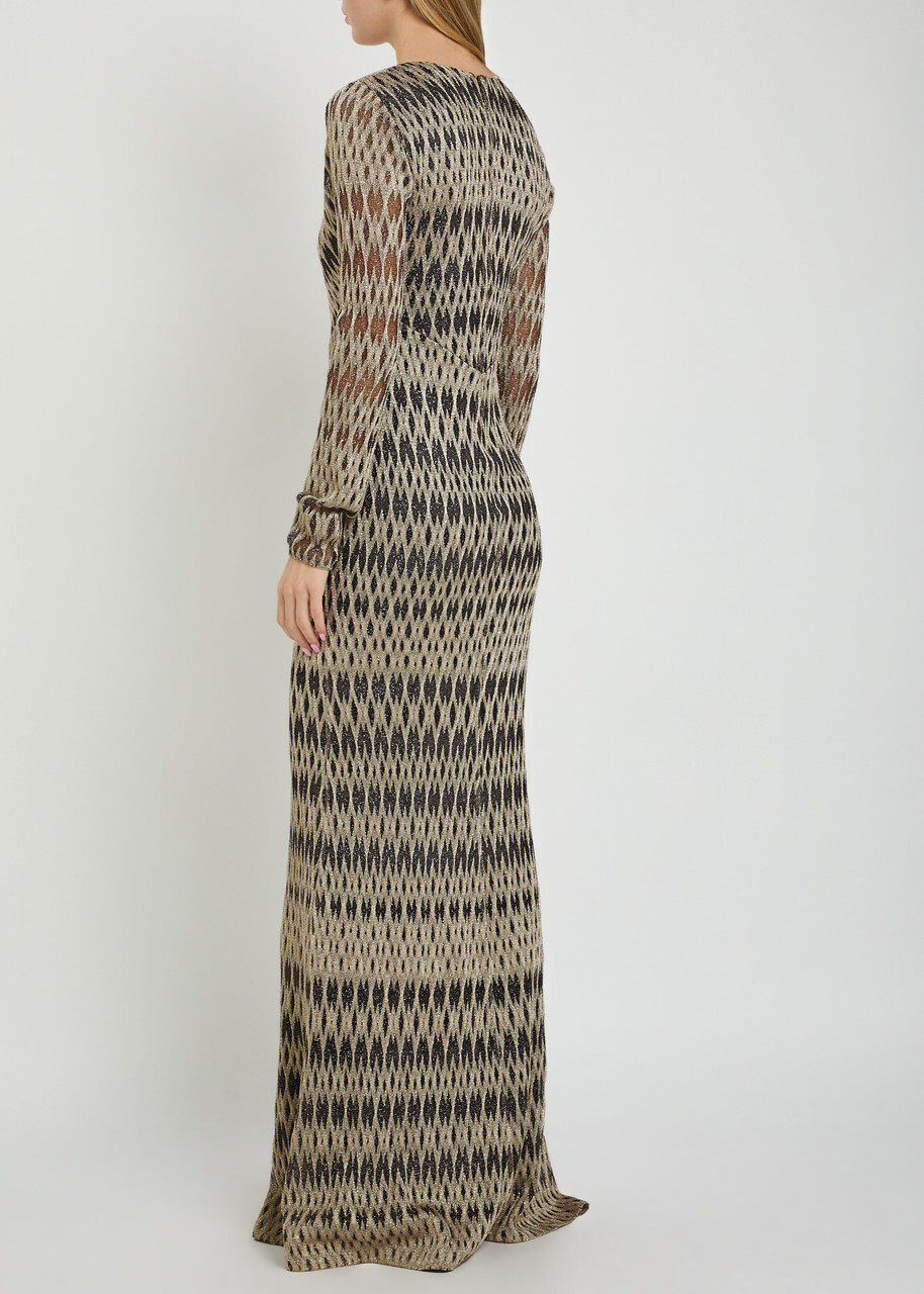 Missoni Patterned Fine-knit Maxi Dress Beige
