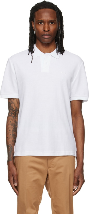 Photo: BOSS White Embroidered-Logo Polo