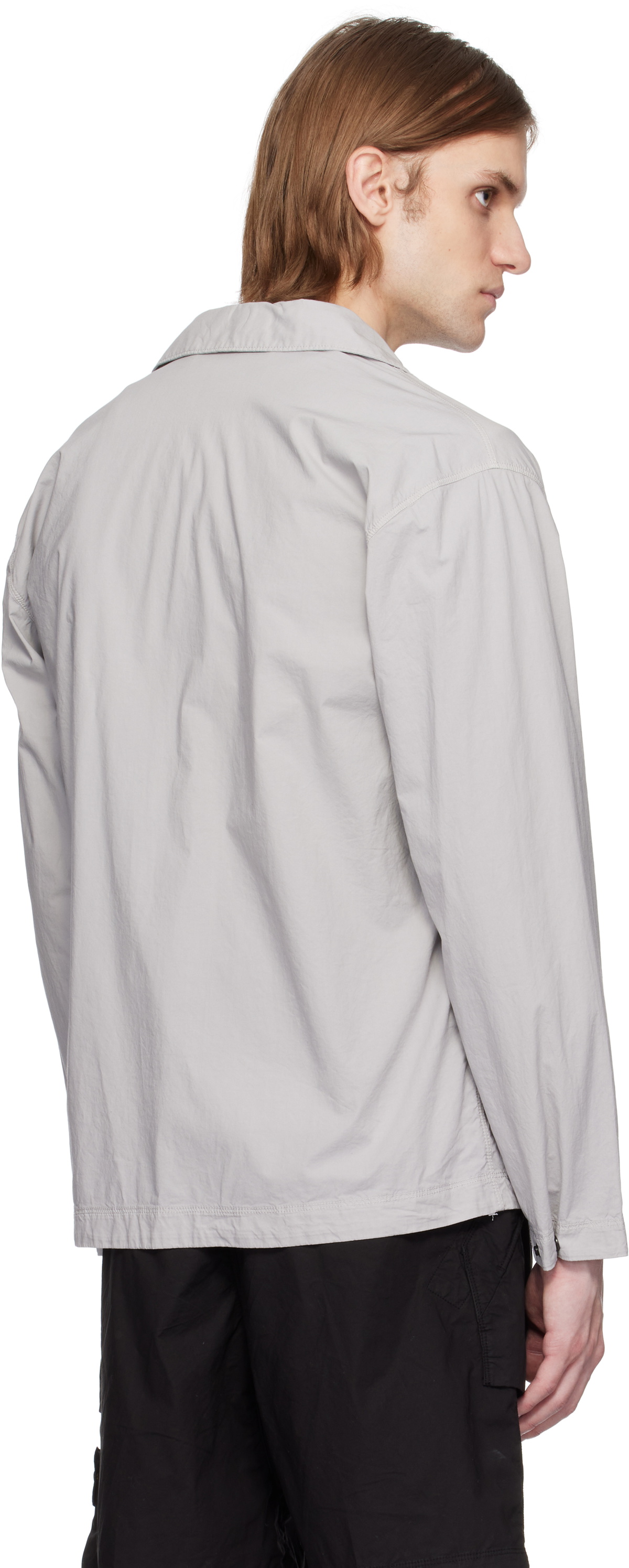 Stone Island Gray Stretch Cotton Tela Paracadute Overshirt Stone