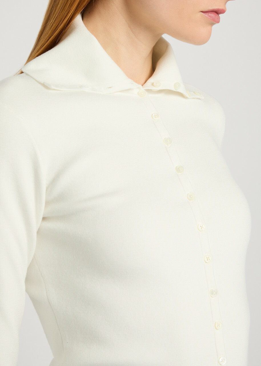 Toteme Polo Fine-knit Cardigan Off White