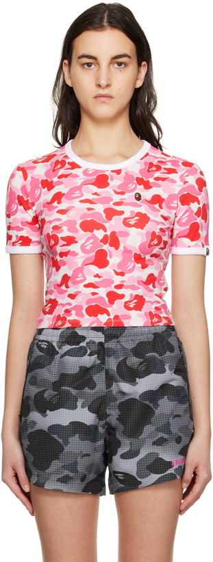 Photo: BAPE Pink & Red One Point ABC T-Shirt