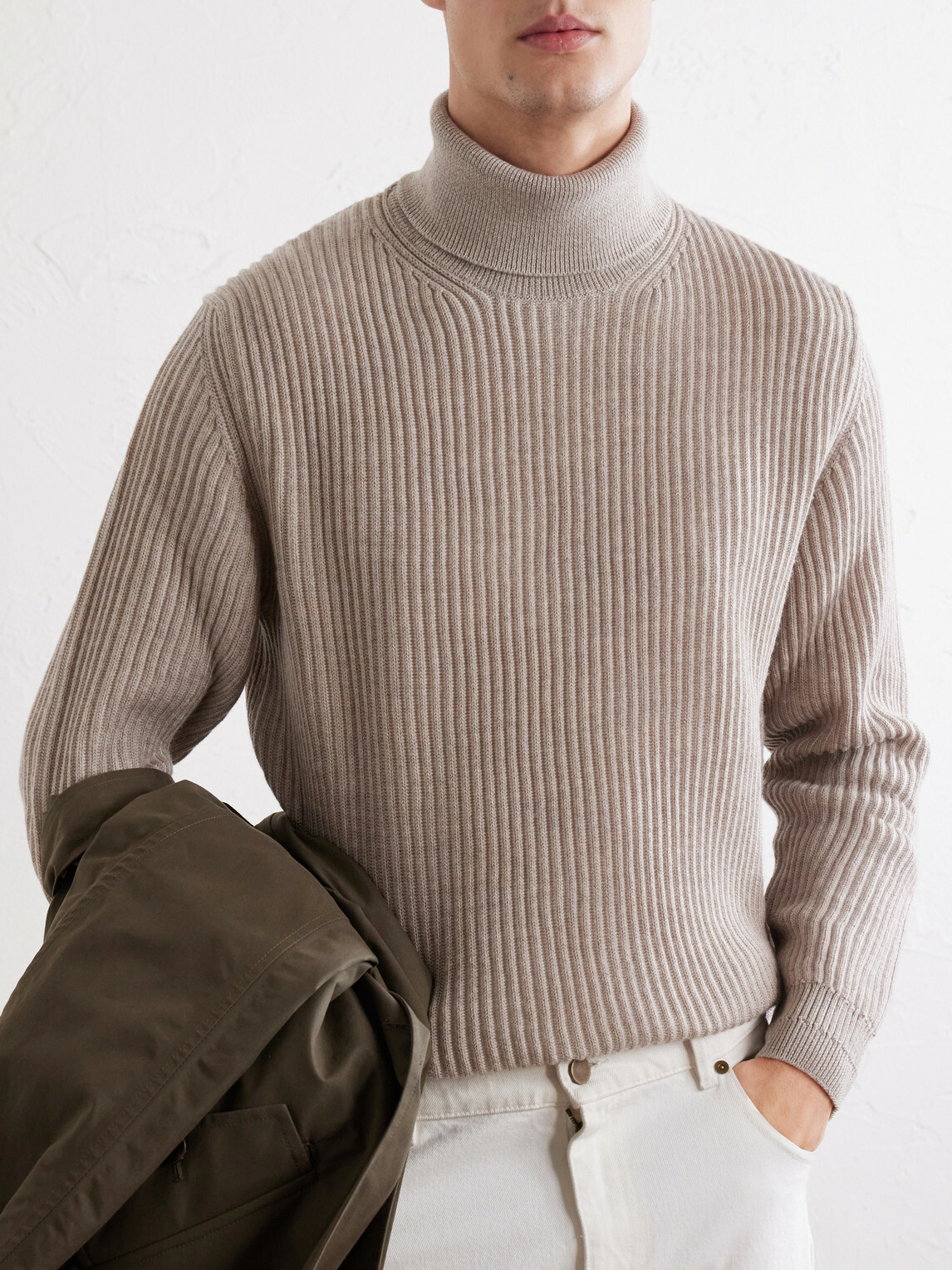 Slowear - Ribbed Virgin Wool Rollneck Sweater - Neutrals