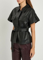 Skiim Eloise Belted Leather Shirt Black