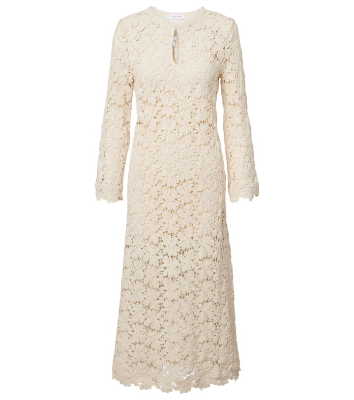 Photo: Velvet Jovie cotton-blend guipure lace midi dress