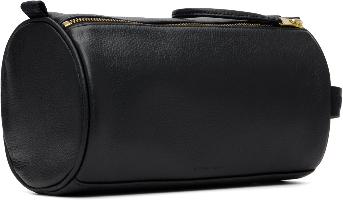 Fred Perry Black Tumbled Leather Wash Bag