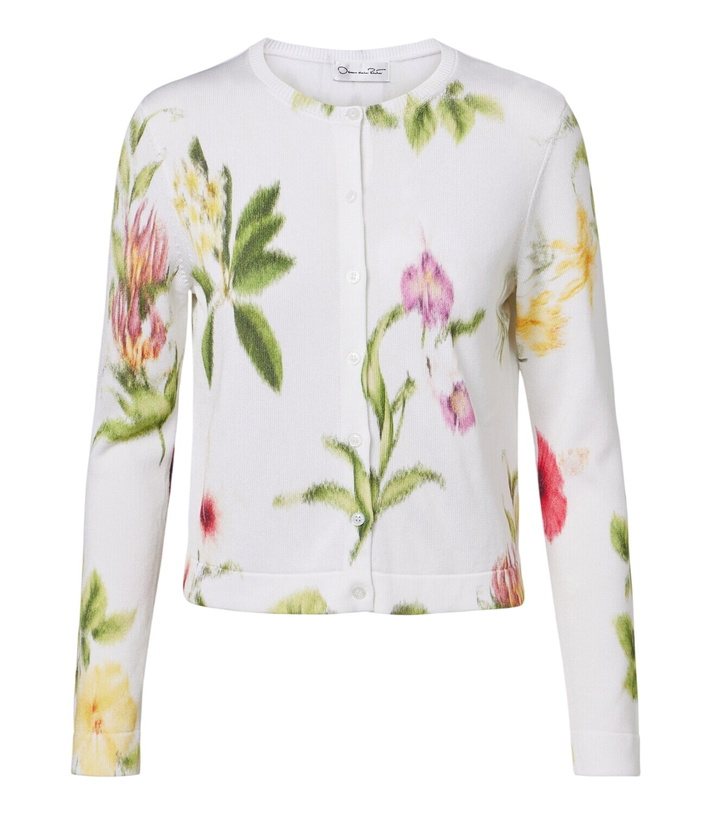 Photo: Oscar de la Renta Floral jacquard cotton-blend cardigan