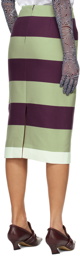 Dries Van Noten Purple & Green Salby Midi Skirt