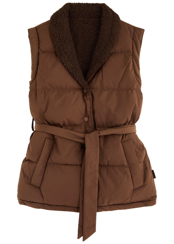 Photo: Varley Lanville Reversible Shell and Faux Shearling Gilet Brown