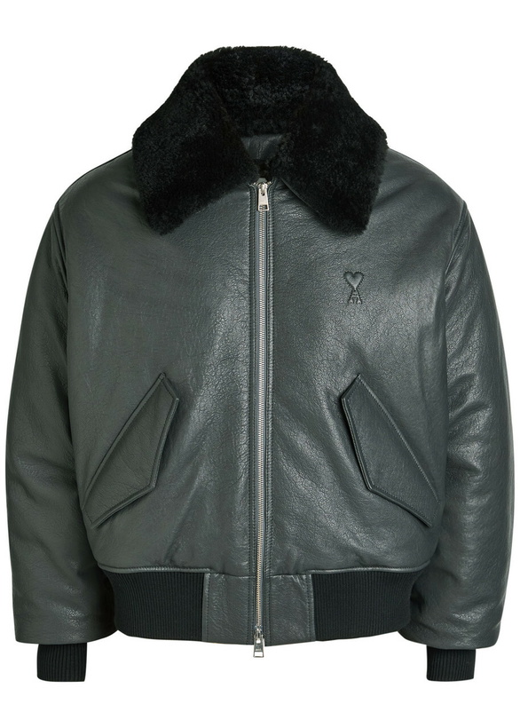 Photo: Ami Paris Padded Leather Jacket Anthracite