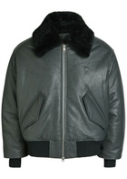 Ami Paris Padded Leather Jacket Anthracite